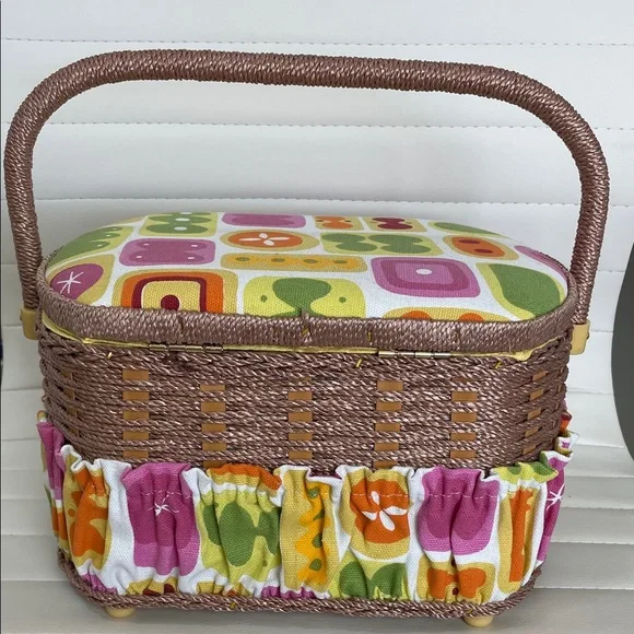 Colorful Woven Sewing Basket - Picture 2 of 10